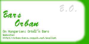 bars orban business card